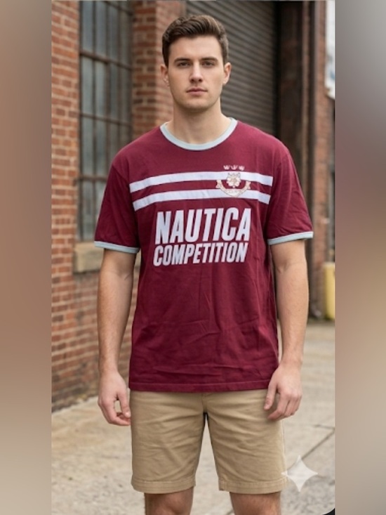 Nautica Other - Nautica Burgundy Tee with White Logo and Trim